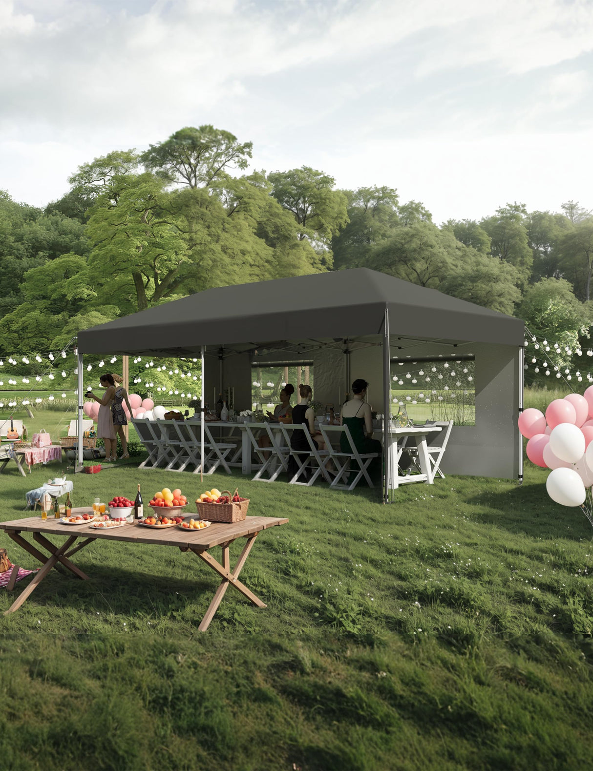 KYBOLT Pop Up Canopy 10x20 Ft Outdoor Wedding Party Tent with Removable Sidewalls Easy Set Gazebo for Farmers' Market, Outdoor Events, Wedding Party - Black KYBOLT