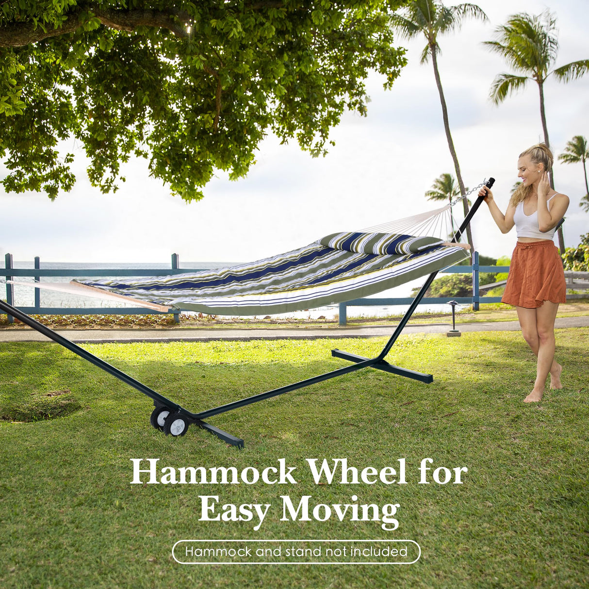 SUNCREAT Hammock Wheel Kit for Hammock Stand, Weather Resistant Portable Universal Stand Wheel for Outdoor Use, Black SUNCREAT