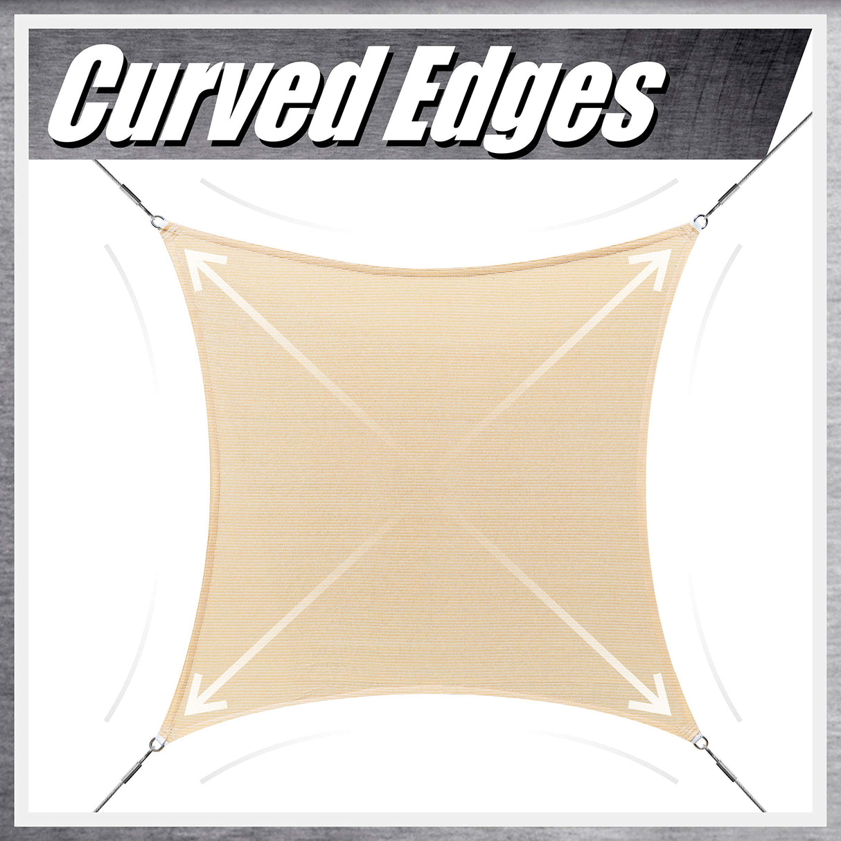 ColourTree 14' x 14' Grey Sun Shade Sail Rectangle CTSLR14 - Canopy Mesh Fabric UV Block UPF50 - Commercial Heavy Duty - 190 GSM - 3 Years Warranty (We Make Custom Size) ColourTree