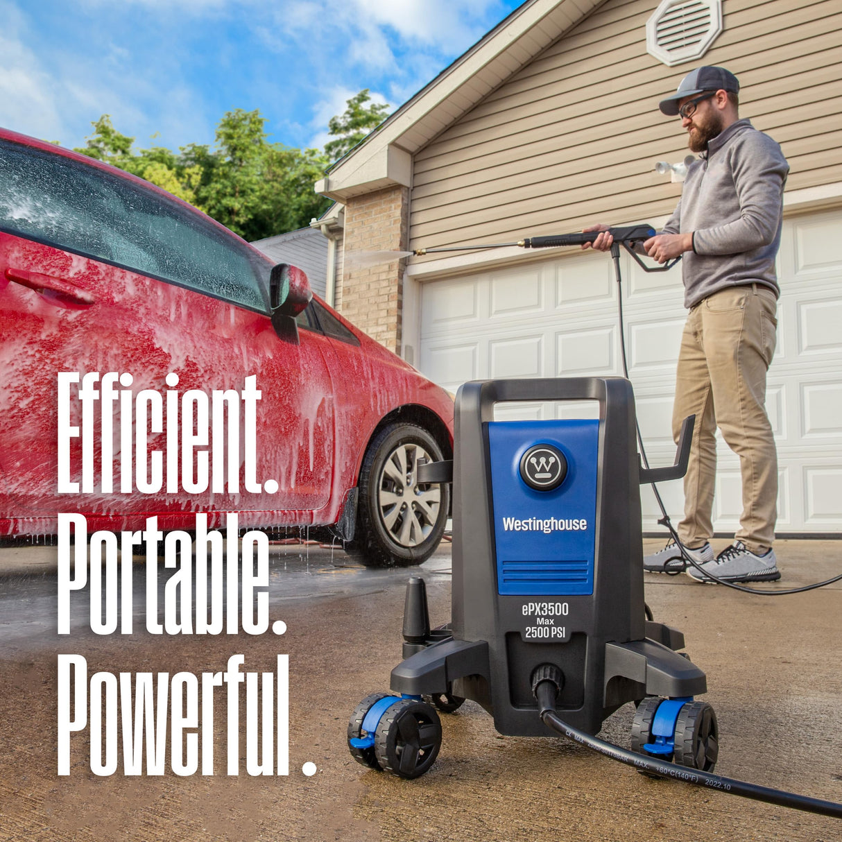 Westinghouse ePX3500 Electric Pressure Washer, 2500 Max PSI 1.76 Max GPM with Anti-Tipping Technology, Onboard Soap Tank, Pro-Style Steel Wand, 5-Nozzle Set, for Cars/Fences/Driveways/Home/Patios Westinghouse
