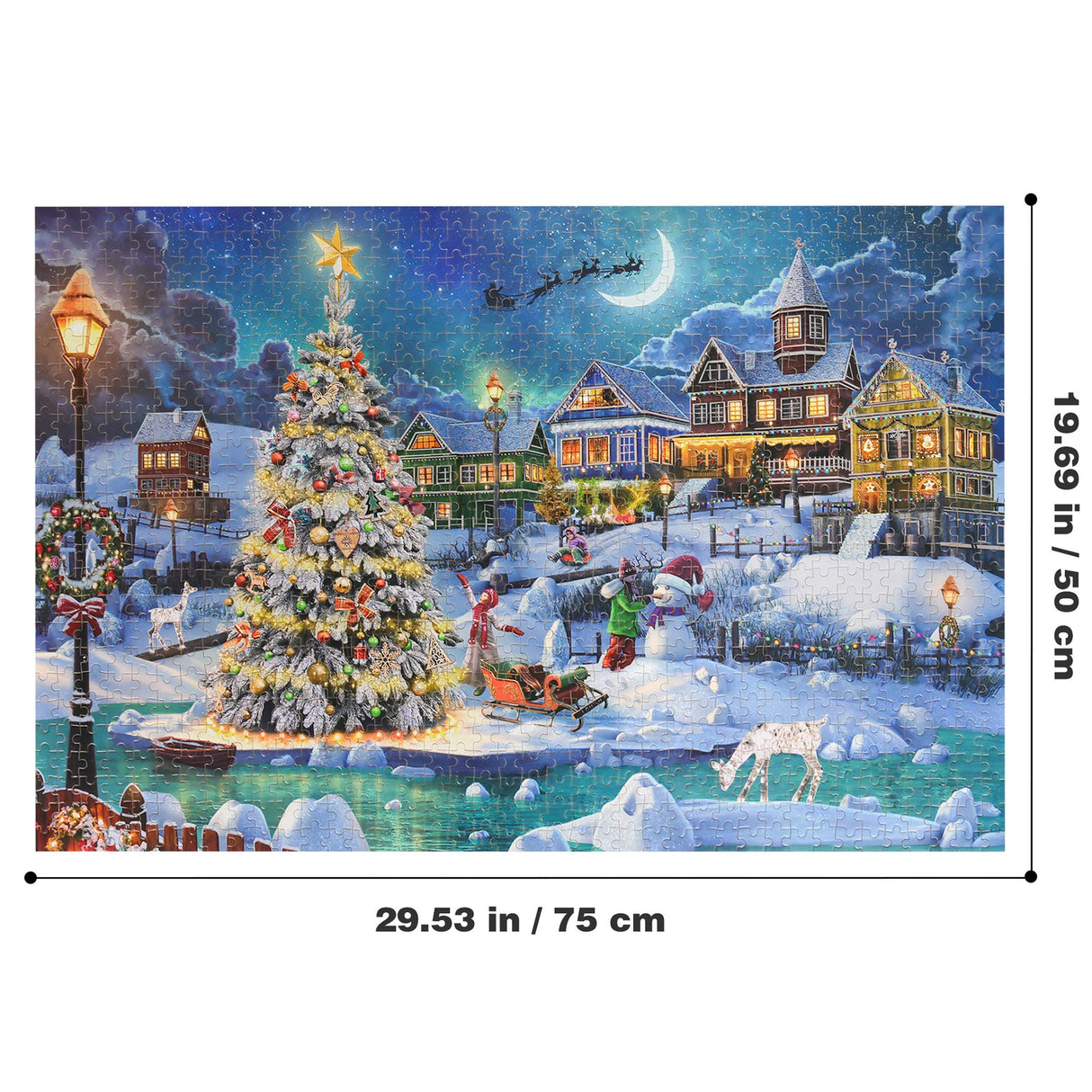 Becko US Puzzles for Adults 1000 Pieces, Wooden Jigsaw Puzzles, 1000 Piece Puzzle for Adults & Kids, Christmas and Holiday (Snow Scene) Becko US