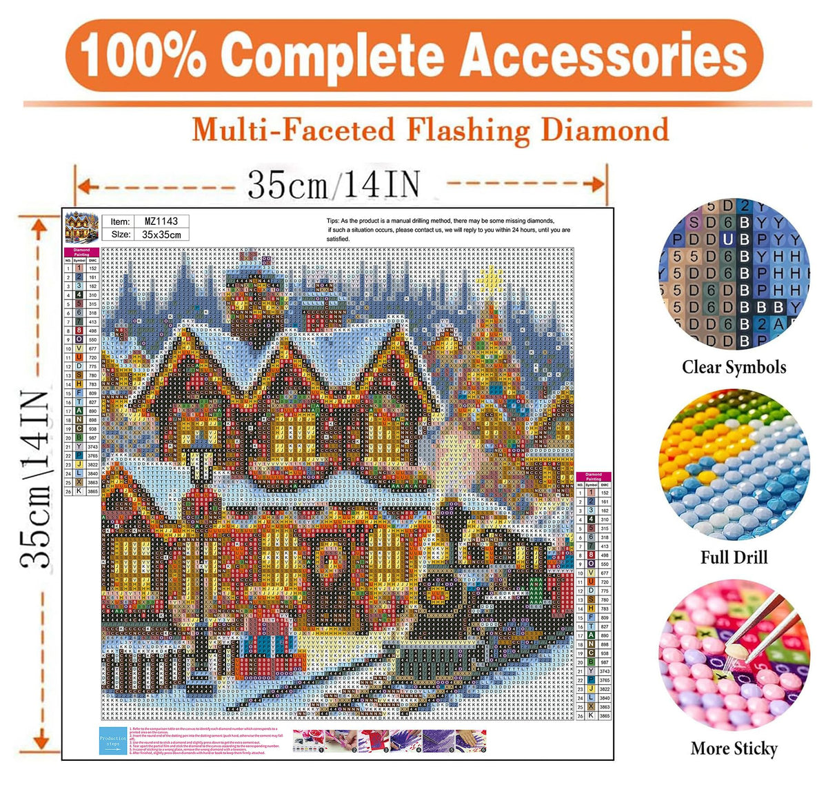 igoodom Christmas Diamond Art Kits for Adults, Christmas Train Diamond Painting Kit, Full Drill Round Winter House Diamond Art Kits, DIY Gem Art for Home Wall Decor Gift 14x14inch igoodom