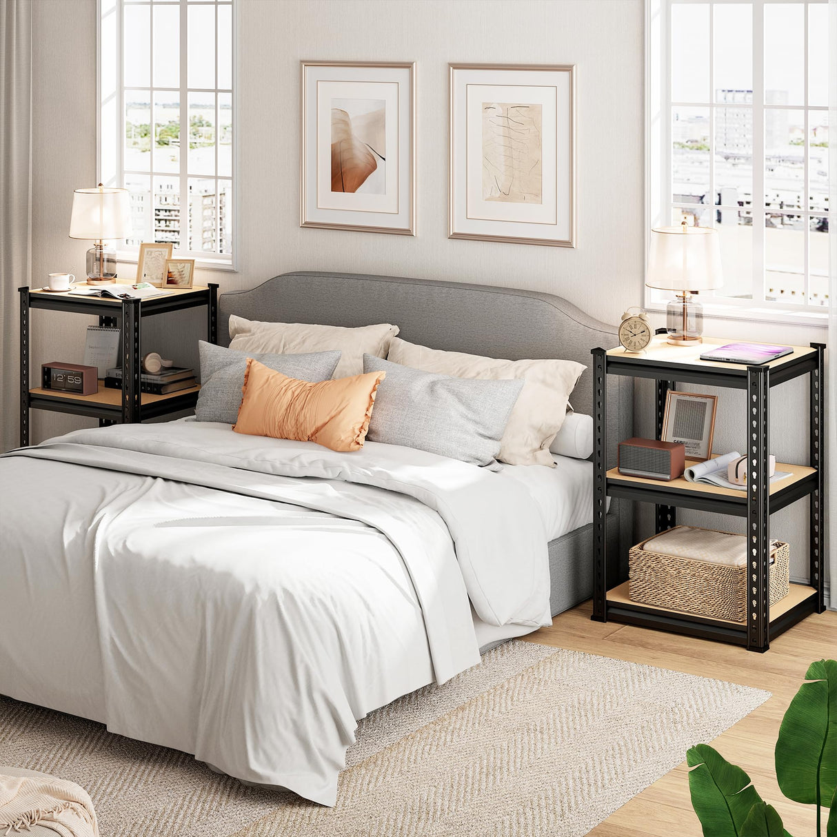 REIBII Storage Shelves 6 Tier Garage Shelving Heavy Duty Metal Shelving Loads 2250LBS Adjustable Metal Shelves for Garage Pantry Closet Kitchen Basement 16" W x 16" D x 72" H REIBII