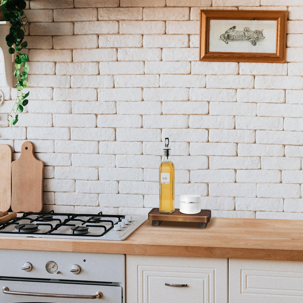 Farmhouse Wood Tray Rustic Wooden Pedestal 9 * 4 * 1.5 inches Decorative Wood Riser for Farmhouse Kitchen Counter Bathroom Room Decor (Dark Brown) Liswit