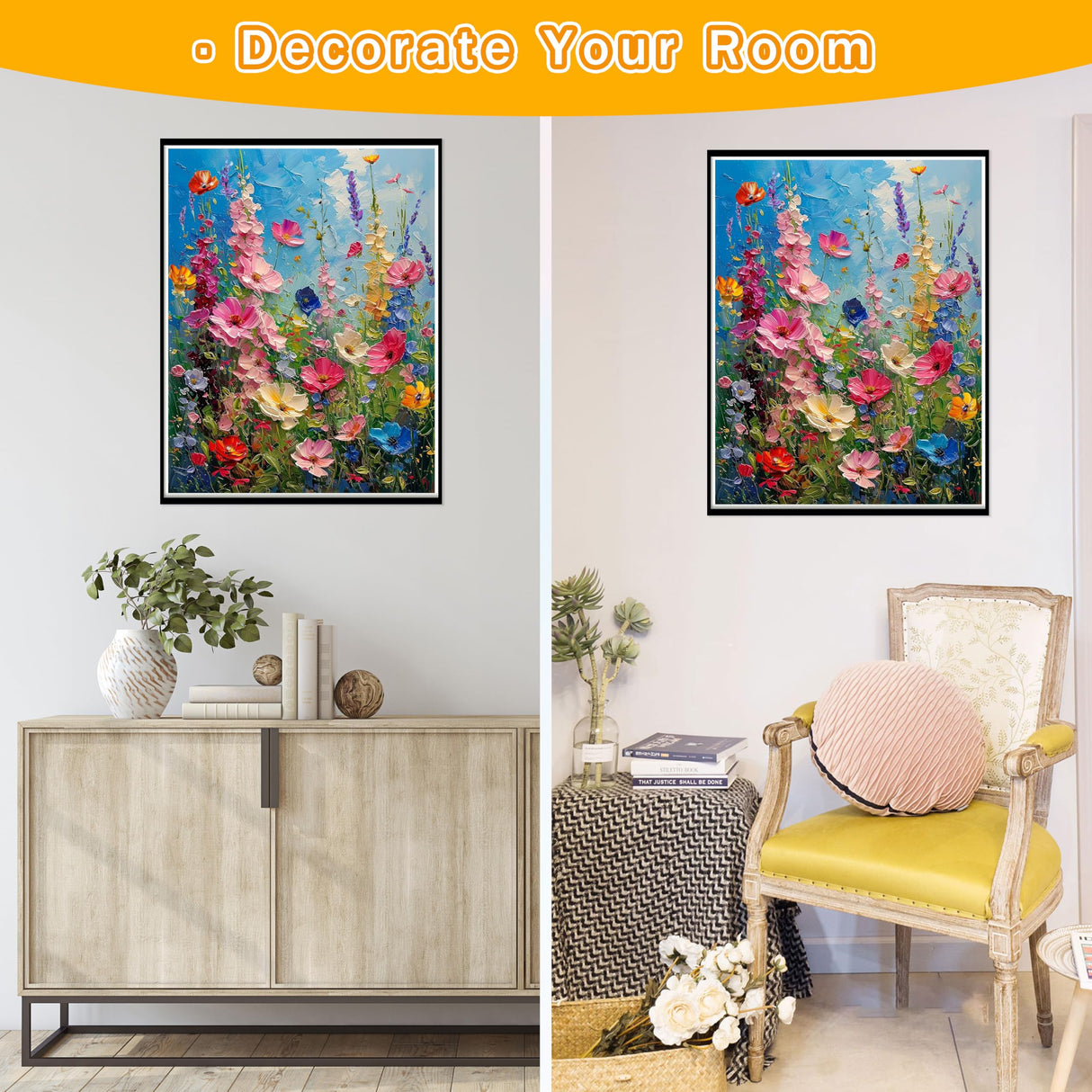 Wild Flowers Square Diamond Painting Kits - Square Drill Diamond Paintings Flowers,Square Diamond Art,DIY Flower Gem Painting for Adults and Crafts for Gifts and Home Wall Decor 12x16inch Ausanrl