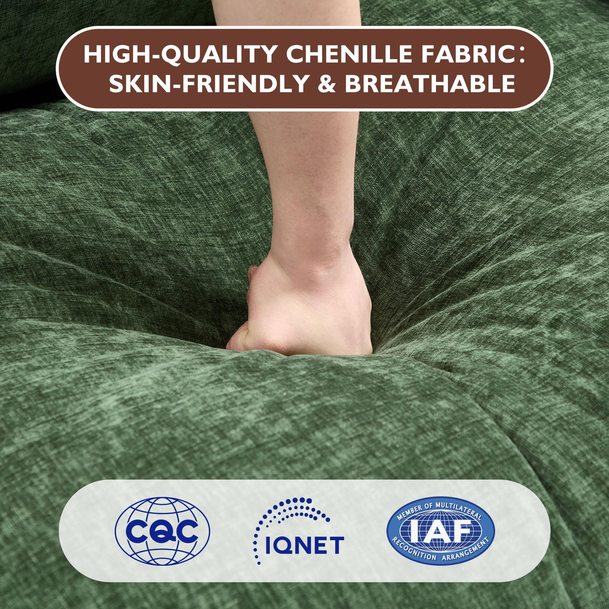 Ihanherry 111.4" L Shaped Modern Sofa Modular Sectional Cloud Couch with Ottoman, 4-Seat Chenille Deep Seat Sofa with Pillow for Living Room, Bedroom and Apartment, Green Ihanherry