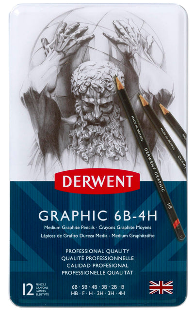 Derwent Graphic Drawing Pencils, Medium, Metal Tin, 12 Count (34214)