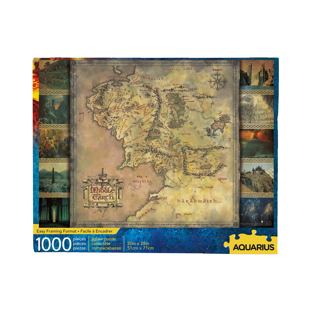 AQUARIUS Lord of the Rings Map Puzzle (1000 Piece Jigsaw Puzzle) - Glare Free - Precision Fit - Officially Licensed Lord of the Rings Merchandise & Collectibles - 20 x 28 in AQUARIUS