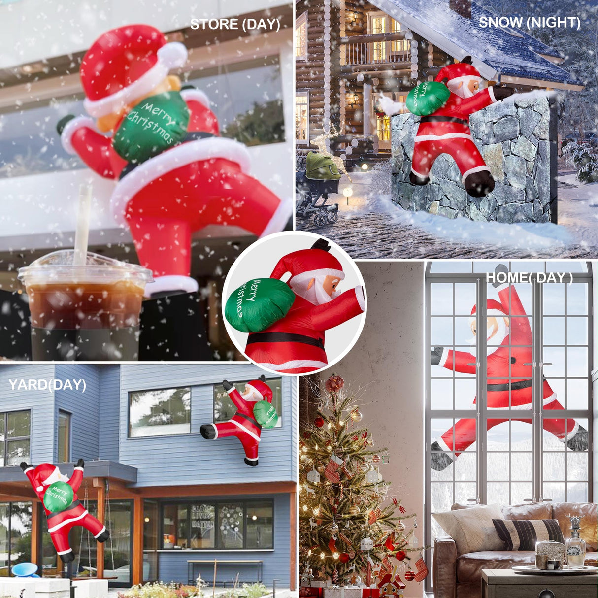 TwoBees 6FT Christmas Inflatables Outdoor Decorations Joy Hanging Santa Claus Gift Bag, Very Bright LED Lights Blow Up Giant Christmas Decor for Indoor Yard Outside Fall Vacation Holiday Party Lawn TwoBees
