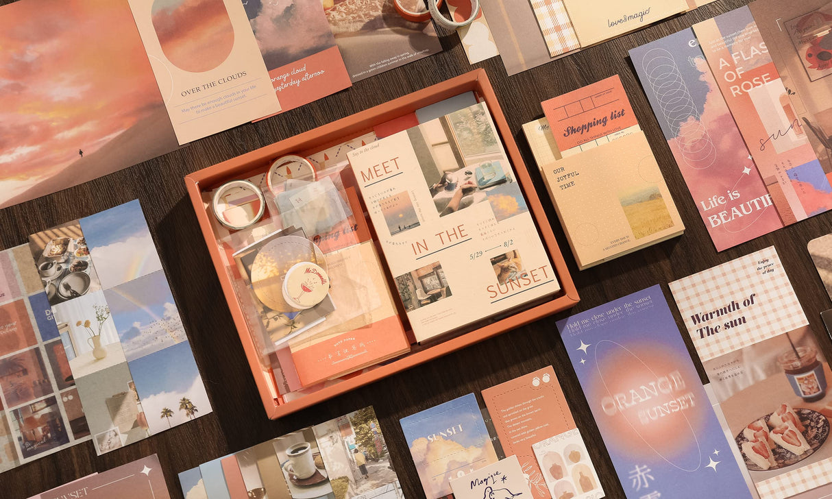 348 Pcs Scrapbooking Supplies Kit, Vintage Aesthetic Scrapbook Kit for Bullet Junk Journal, Stationery, A6 Grid Notebook, DIY Journaling Supplies, Birthday Craft Gift for Teen Girl Kid Women emmoolife