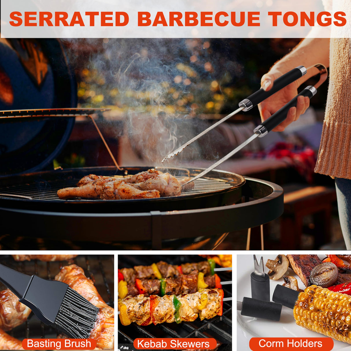 Grilljoy BBQ Accessories Grill Tools Set - 22PCS Stainless Steel Barbecue Grill Accessories for Outdoor Grill with Black Aluminum Case - Grilling Gifts for Men Dad -Grill Tools Kit grilljoy