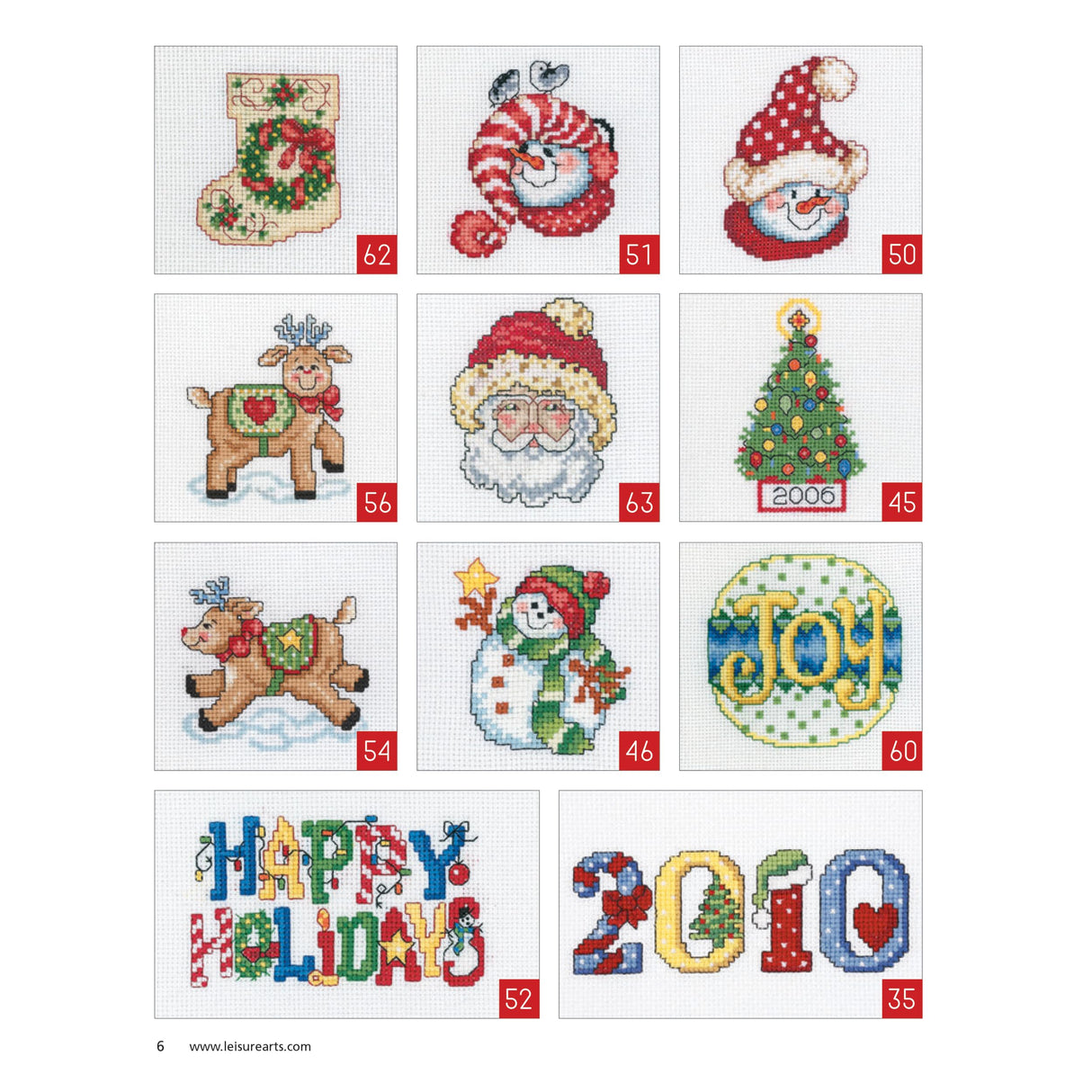 Leisure Arts Cross Stitch Holiday Ornaments Galor Cross Stitch Book- Pattern Kits from Snowmen to Elves to Woodland Creatures, 98 Christmas Ornaments Design. LEISURE ARTS
