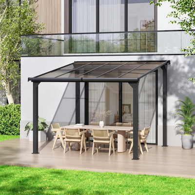 Outdoor Gazebo, Awnings for Patios Decks Backyards with Sunlight Panels, Top Lean to Pergola, Heavy-Duty Metal Sunroom, Frosted Gray (10X10 FT)