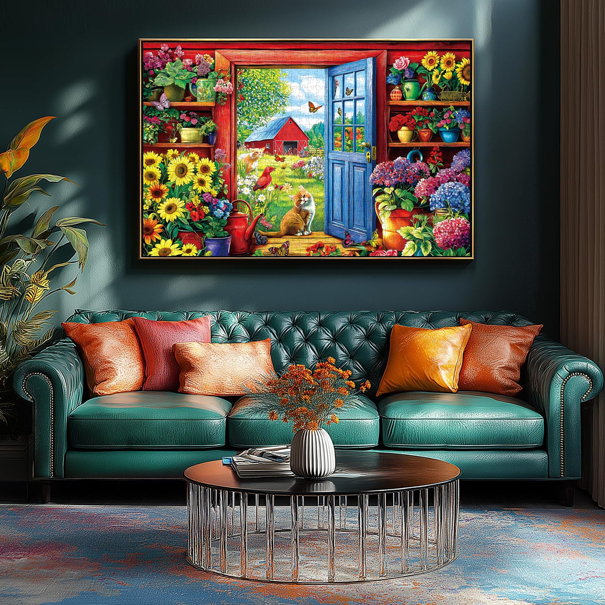 MINIWAN 500 Pieces Puzzle for Adults, Flowers House Puzzle, Recycled Cardboard Jigsaw Puzzles 500 Pieces, Challenging Game Home Decor Birthday Party Gift Toy 21 x 15 inch MINIWAN