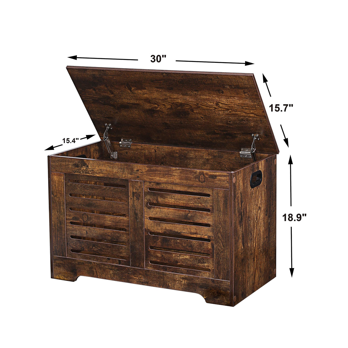 DINZI LVJ Storage Chest, Flip-Top Wooden Toy Box with 2 Safety Hinges, Retro Entryway Shoe Bench, Sturdy Large Storage Trunk for Living Room, Bedroom, Toddler Room, Easy Assembly, Rustic Brown DINZI LVJ