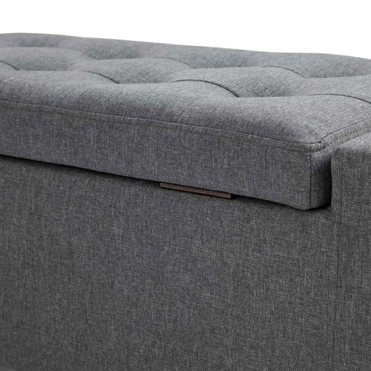 HOMCOM Storage Ottoman, Linen Upholstered Storage Bench with Lift Top and Button Tufted for Living Room, Gray HOMCOM
