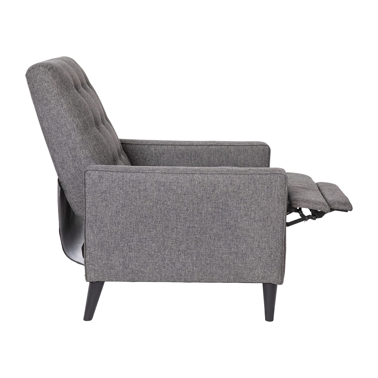 Flash Furniture Ezra Ezra Pushback Recliner - Mid-Century Modern Gray Fabric Upholstery - Button Tufted Back - Residential & Commercial Use Flash Furniture