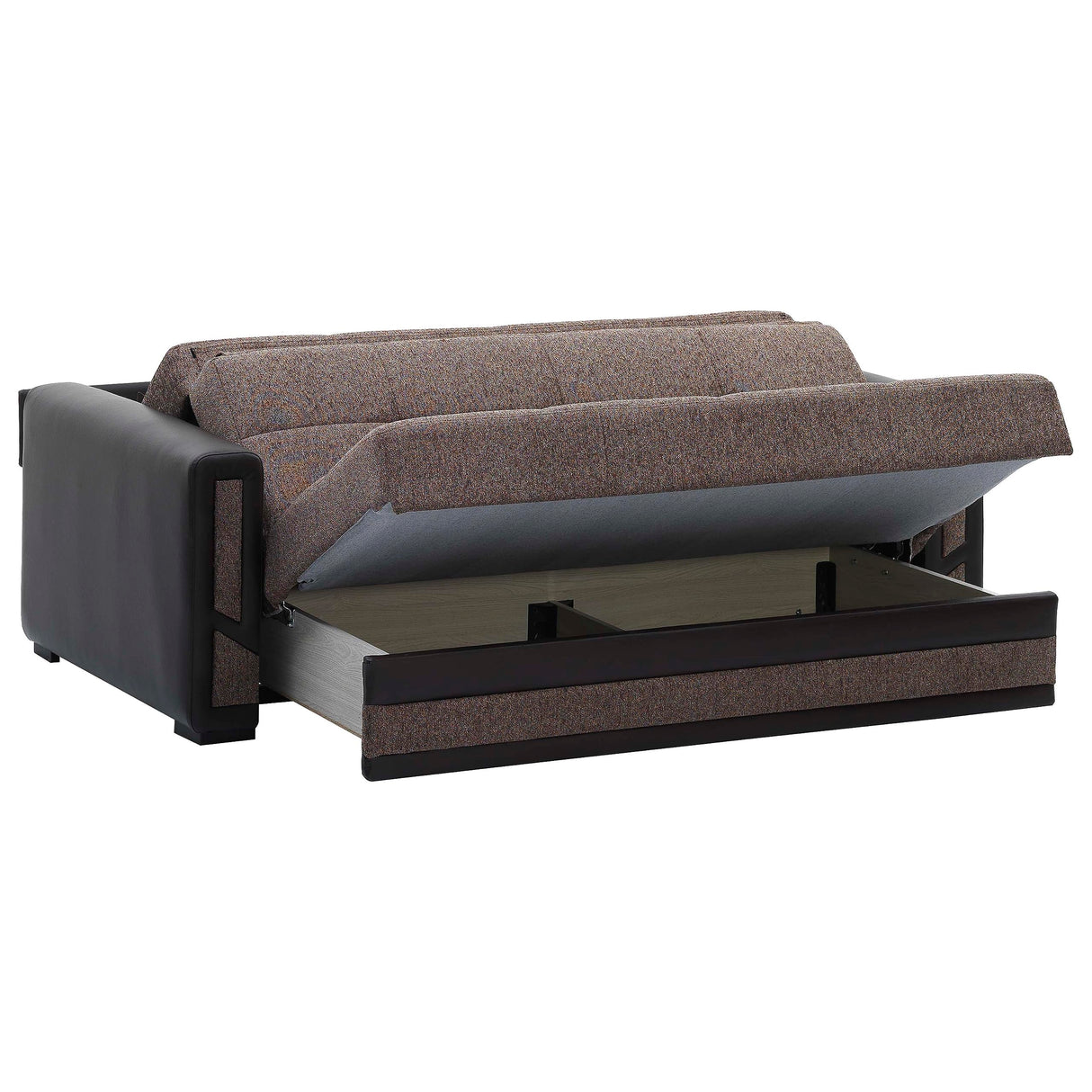 Sweet Home Stores 78" Pull Out Bed with Storage, Firm, Fabric, 650 lbs Capacity, Sleeper Sofa, Futon for Living Room or Home Office Convertible Couch, Brown Sweet Home Stores