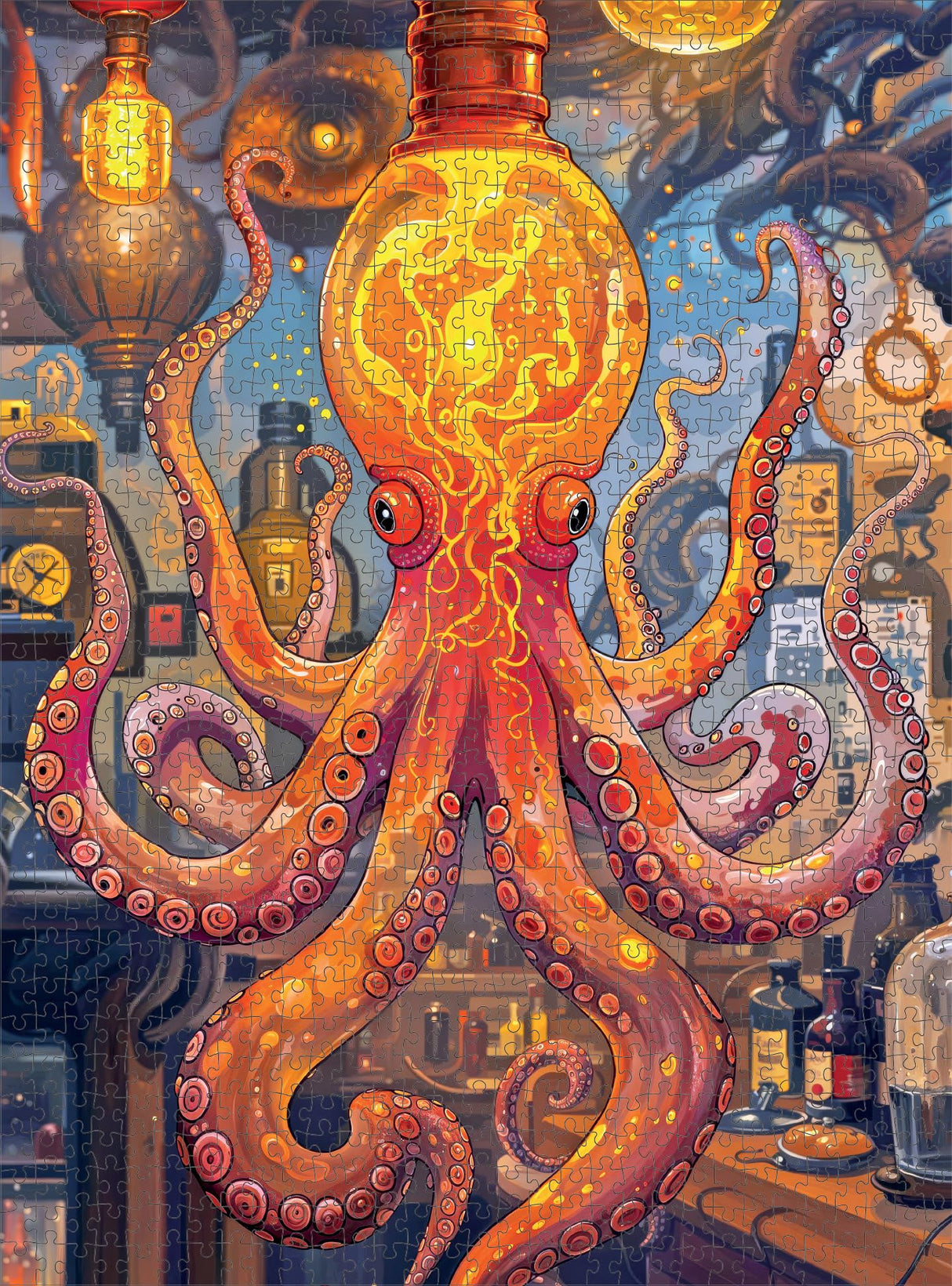 Cross & Glory - Octopus Alchemy: The Lava Experiment - 1000 Piece Jigsaw Puzzle for Adults | Science and Ocean Life Theme | Satin Finish | 20x27 Inches Cross & Glory