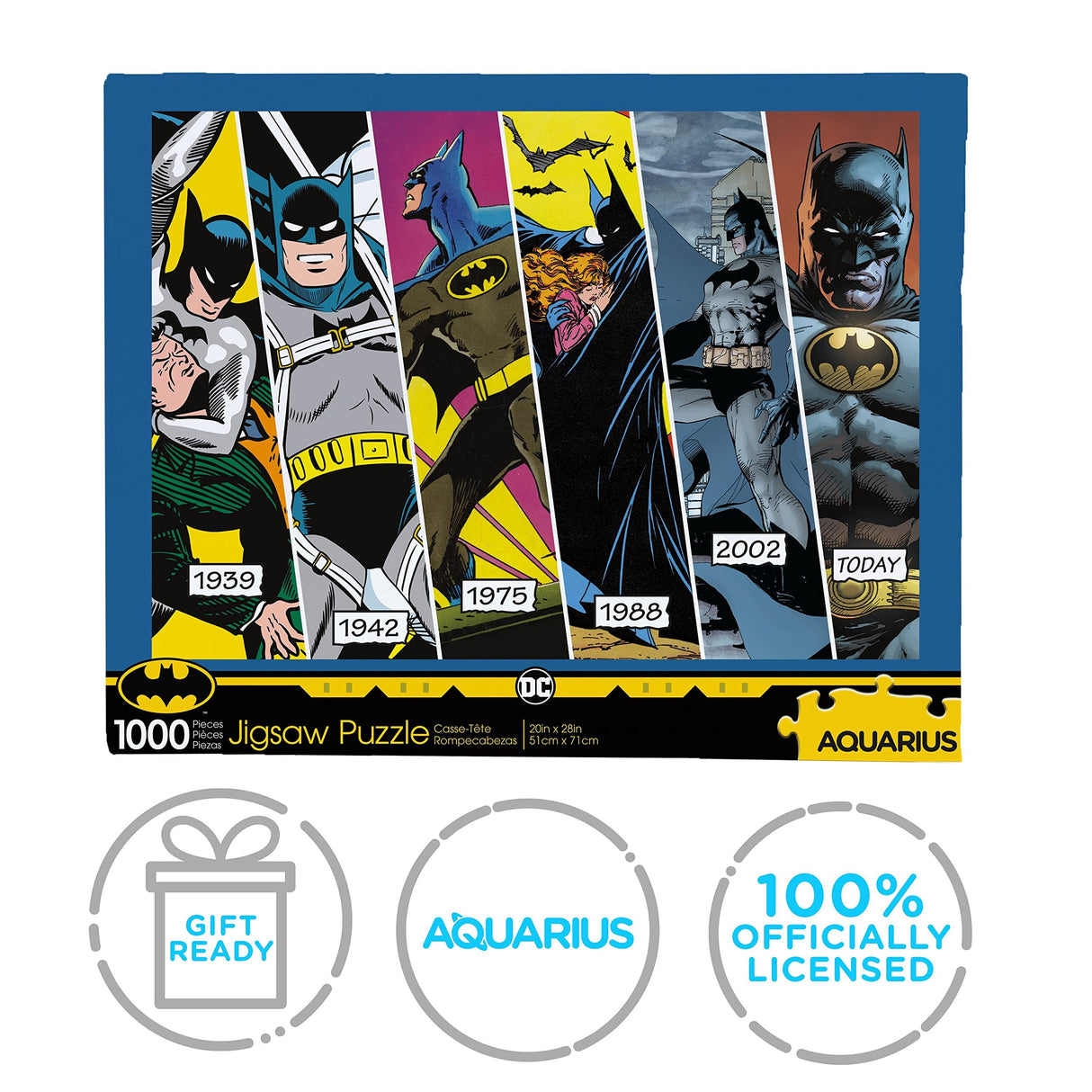 AQUARIUS DC Batman Timeline Puzzle (1000 Piece Jigsaw Puzzle) - Officially Licensed DC Comics Merchandise & Collectibles - Glare Free - Precision Fit - 20 x 28 Inches AQUARIUS