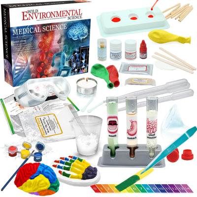 WILD ENVIRONMENTAL SCIENCE Medical Science - STEM Kit for Ages 8+ - Make a Test-Tube Digestive System, Extract DNA, Create Anatomical Models and More!, Multi (WES120XL)
