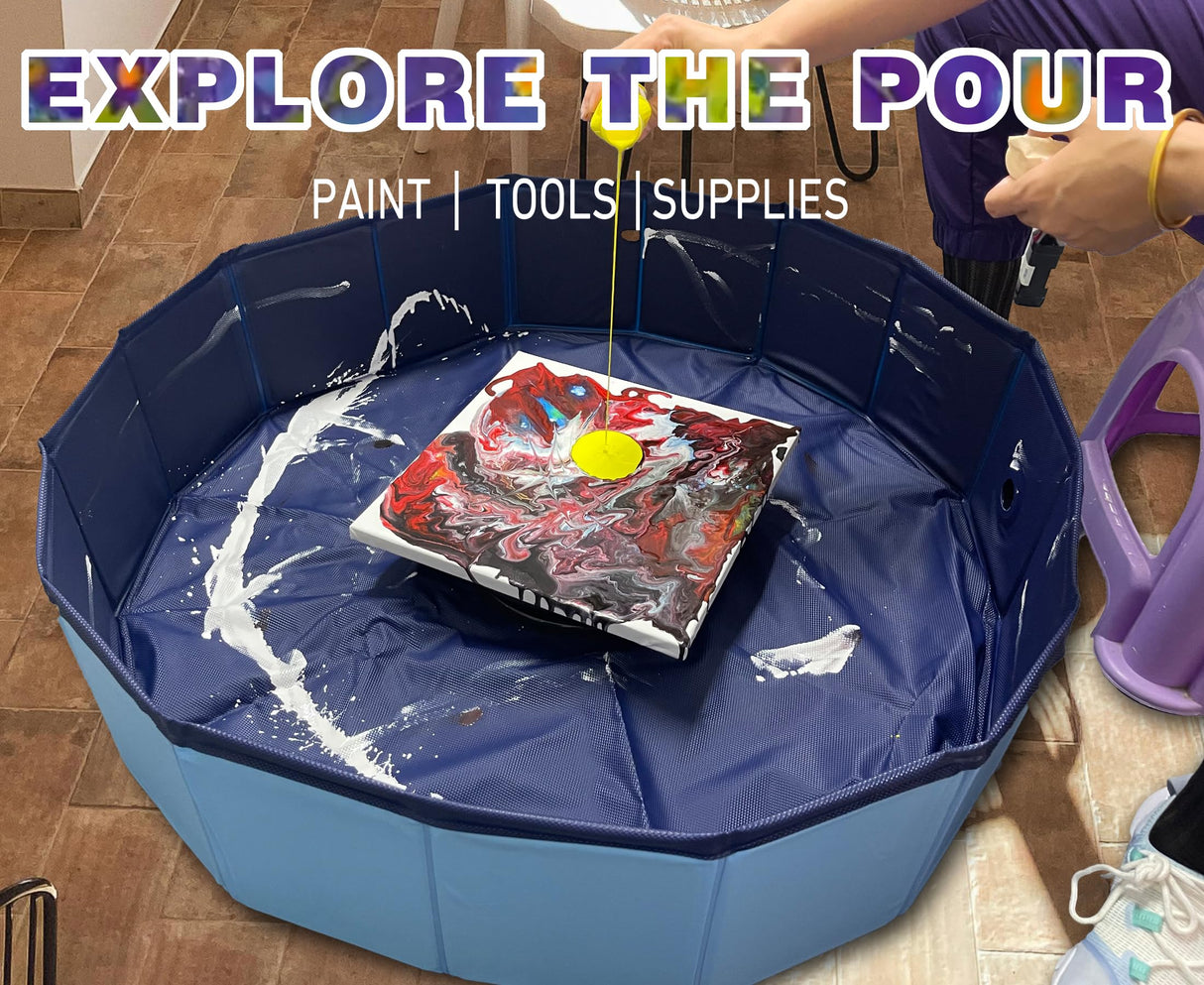 GEOCCI Acrylic Paint Pouring Splash Guard,Fluid Art tools for DIY Paint Pouring Arts and Crafts Projects GEOCCI