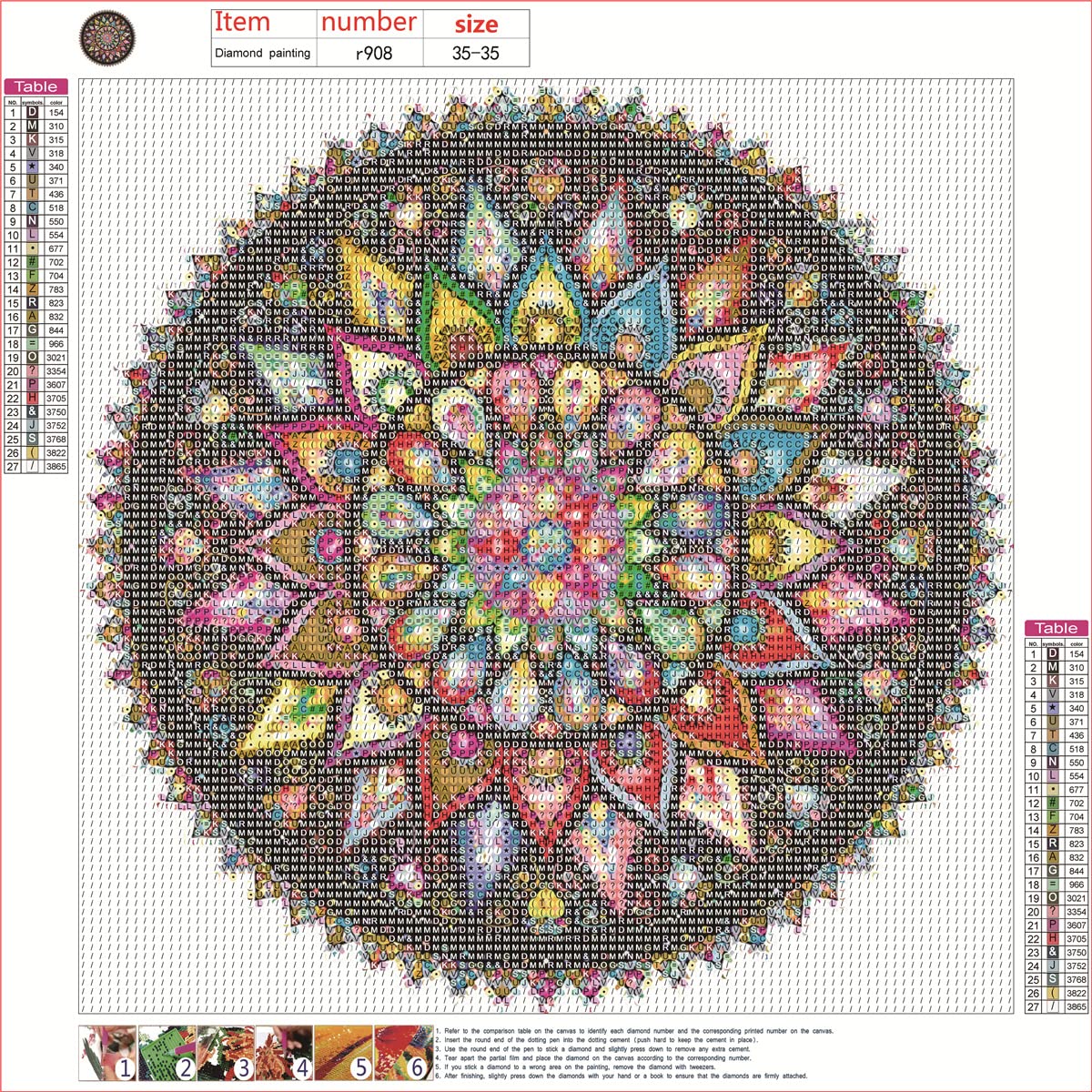 5D Mandala Diamond Painting Kits for Adults, DIY Diamond Art Full Drill Cross Stitch Embroidery Crafts, Mosaic Making, Home Decor (14 x 14 in) (C Black) Peeua