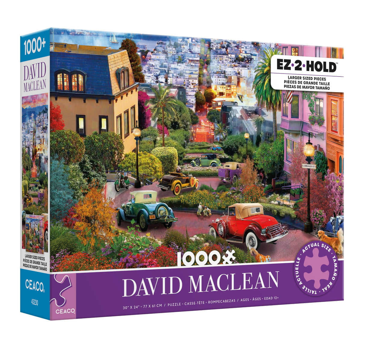 Ceaco - David Maclean - Colorful Lombard Street - 1000 Larger Sized Piece Jigsaw Puzzle Ceaco