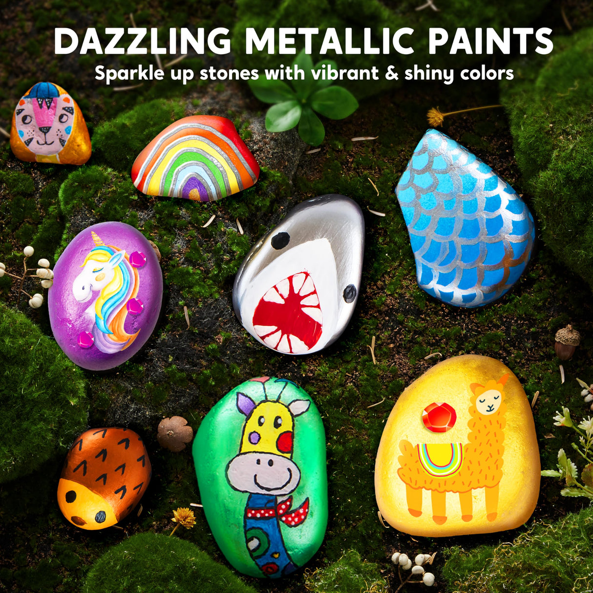 JOYIN Rock Painting Kit for Kids, Arts and Crafts for Girls & Boys Ages 6-12, DIY Supplies for Painting Rocks, Easter Craft Kits Art Set, Toddler Birthday Christmas Presents, Family Indoor Activity JOYIN