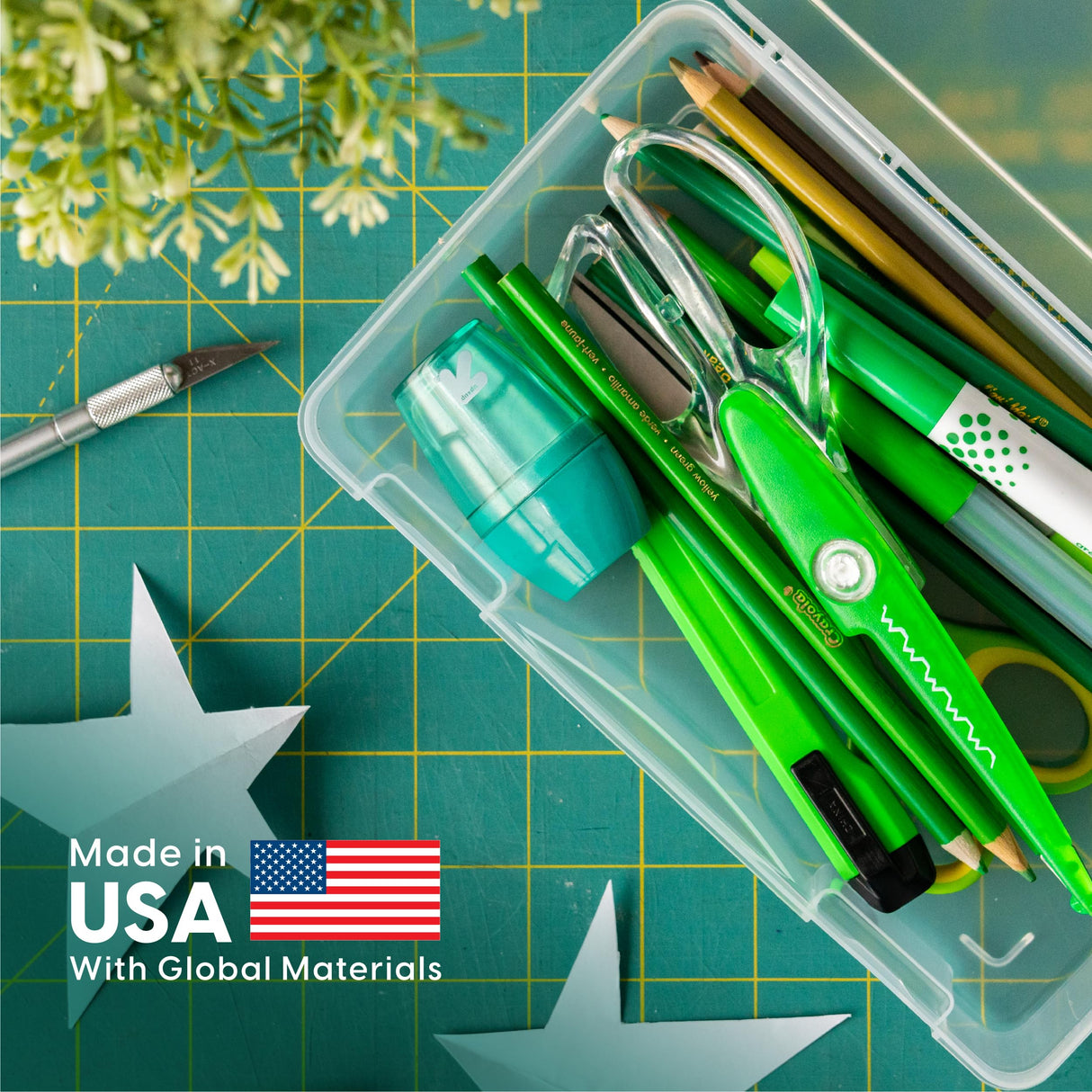 IRIS USA Big Capacity Plastic Pencil Case Box Craft Hobby Art School Office Supply Stackable Storage Organizer Container Pouch with Snap Lid, 10-Pack, Pens Journaling Washi Tape Sticker, Clear, Medium IRIS