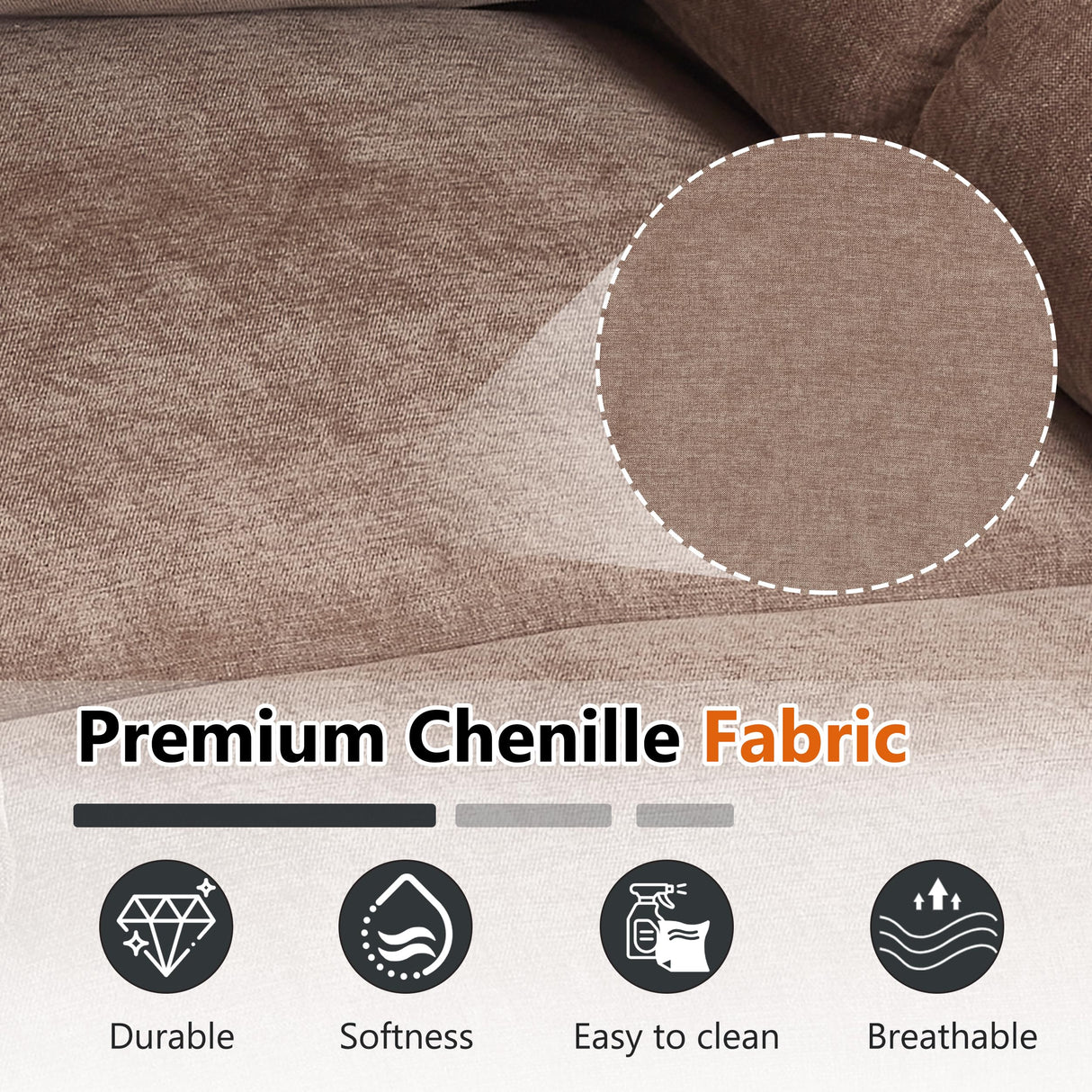 Dual Motor Power Lift Chair for Elderly with Vibration Massage and Lumbar Heating for Living Room, Electric Lay Flat Recliner with Cup Holders Remote Controls, Medium-Firm Chenille Fabric, Brown EZZUP