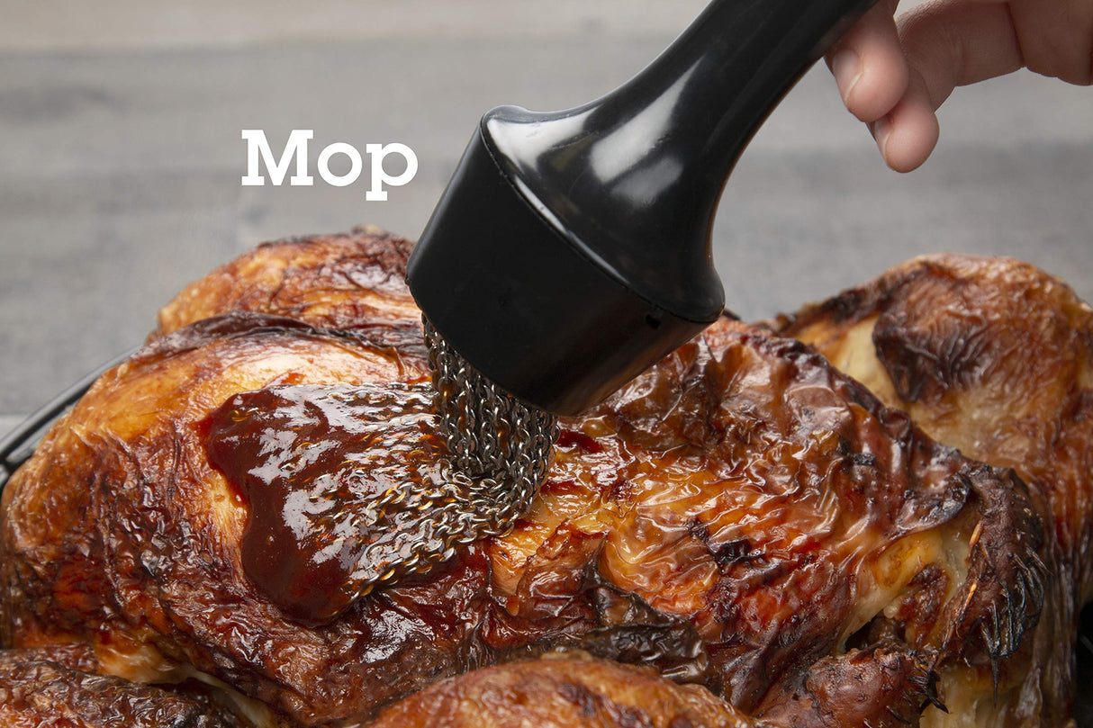 Camerons 3-in-1 Barbecue Injector Basting Mop - Baster Set Includes BBQ Chain Basting Brush & Meat Syringe to Baste, Marinate & Inject Food w Flavor - Indoor Outdoor Use - Grilling Cookout Essential Camerons