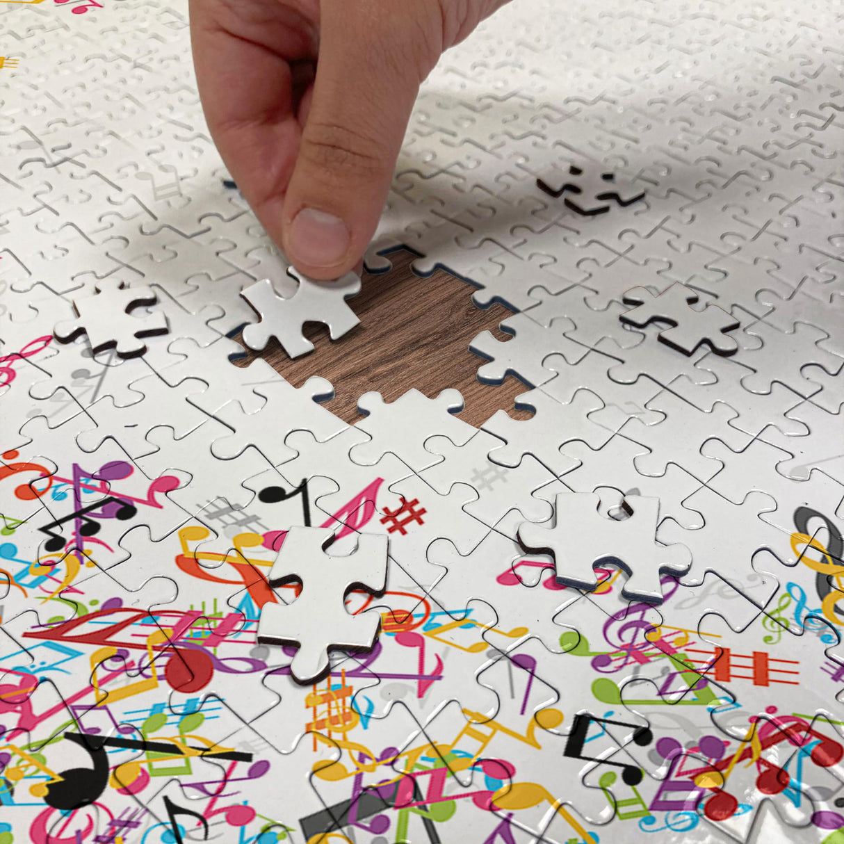 Ambesonne Music Jigsaw Puzzle for Adults, Colorful Musical Notes Frame Festival Singing Enjoyment Fashion Themed Print, Heirloom-Quality Fun Activity Durable Cardboard, 1000 pcs, White Multicolor Ambesonne