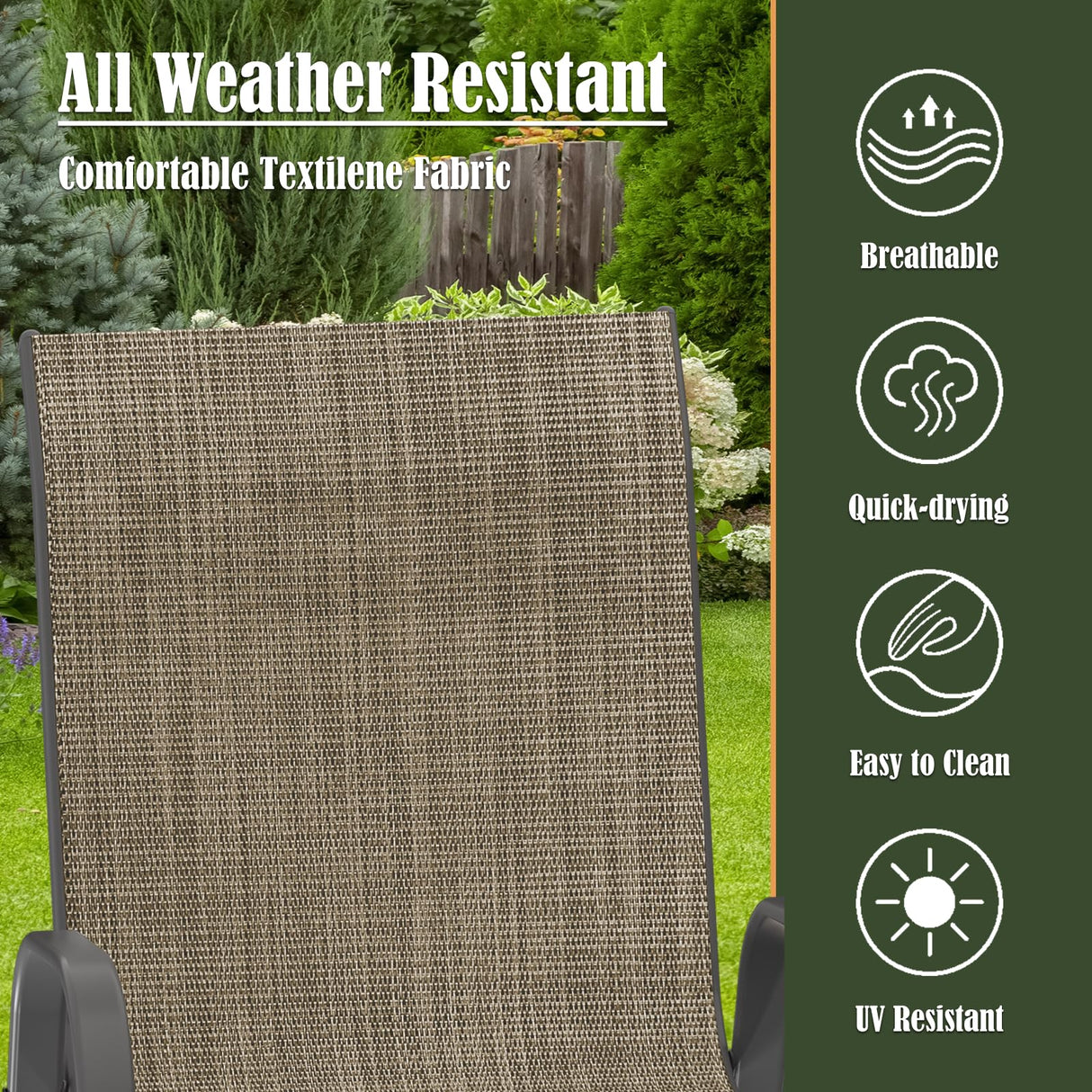 Amopatio Outdoor Dining Set of 5, Patio Table and Chairs Set, Textured Glass Tabletop, 4 Stackable Patio Chairs, Patio Furniture, Balcony, Porch, Lawn- Brown Amopatio