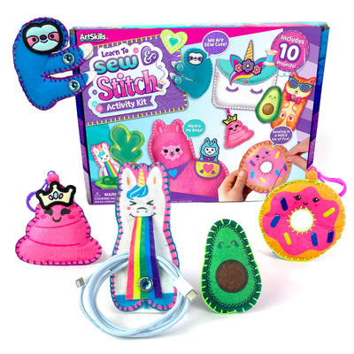 ArtSkills Sewing Kit for Kids 8-12 Beginner Sewing Kit with 10 DIY Projects, Sew & Stitch Learn to Sew Arts and Crafts Kit for Girls and Boys