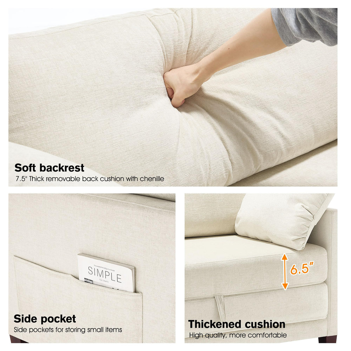 kakuboohi 51" Loveseat Sleeper Sofa Bed, Chenille Convertible Floor Sofa Bed for Small Spaces, Folding Couch Bed with Deep Seat, 2 Pillows & Solid Frame, Pull Out Floor Couch for Living Room, Beige kakuboohi