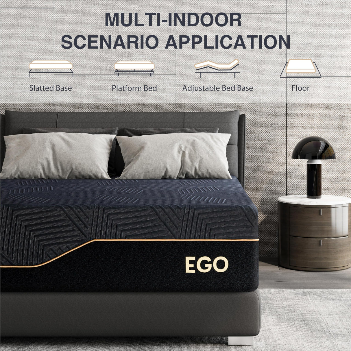 Dyonery California King 14 Inch Memory Foam Mattress in a Box, Cooling Knit Fabric Cover, Copper-Gel Memory Foam, Made in USA, CertiPUR-US Certified, Firm Fiberglass Free Mattress, 72”x84”, Black Dyonery