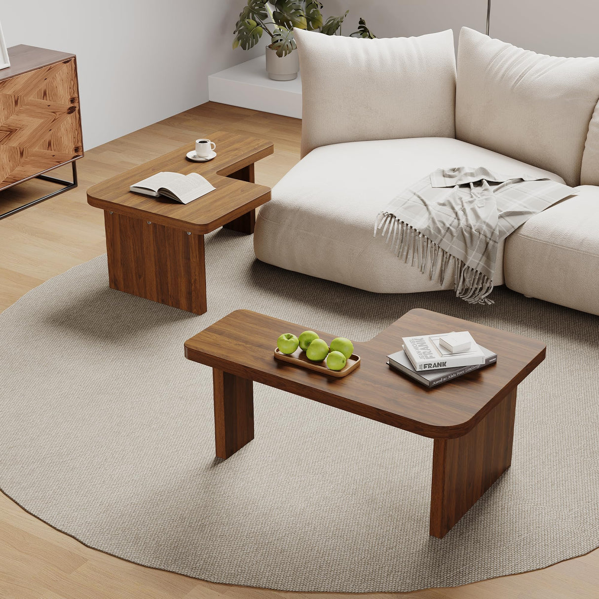 VAFON 51.2" Expandable Wood Coffee Table for Living Room - 2-in-1 Square/Rectangle Center Table, Walnut Wood Grain Low Table, 68lbs Capacity - Versatile for Lounge, Office, Farmhouse Decor(Brown) VAFON