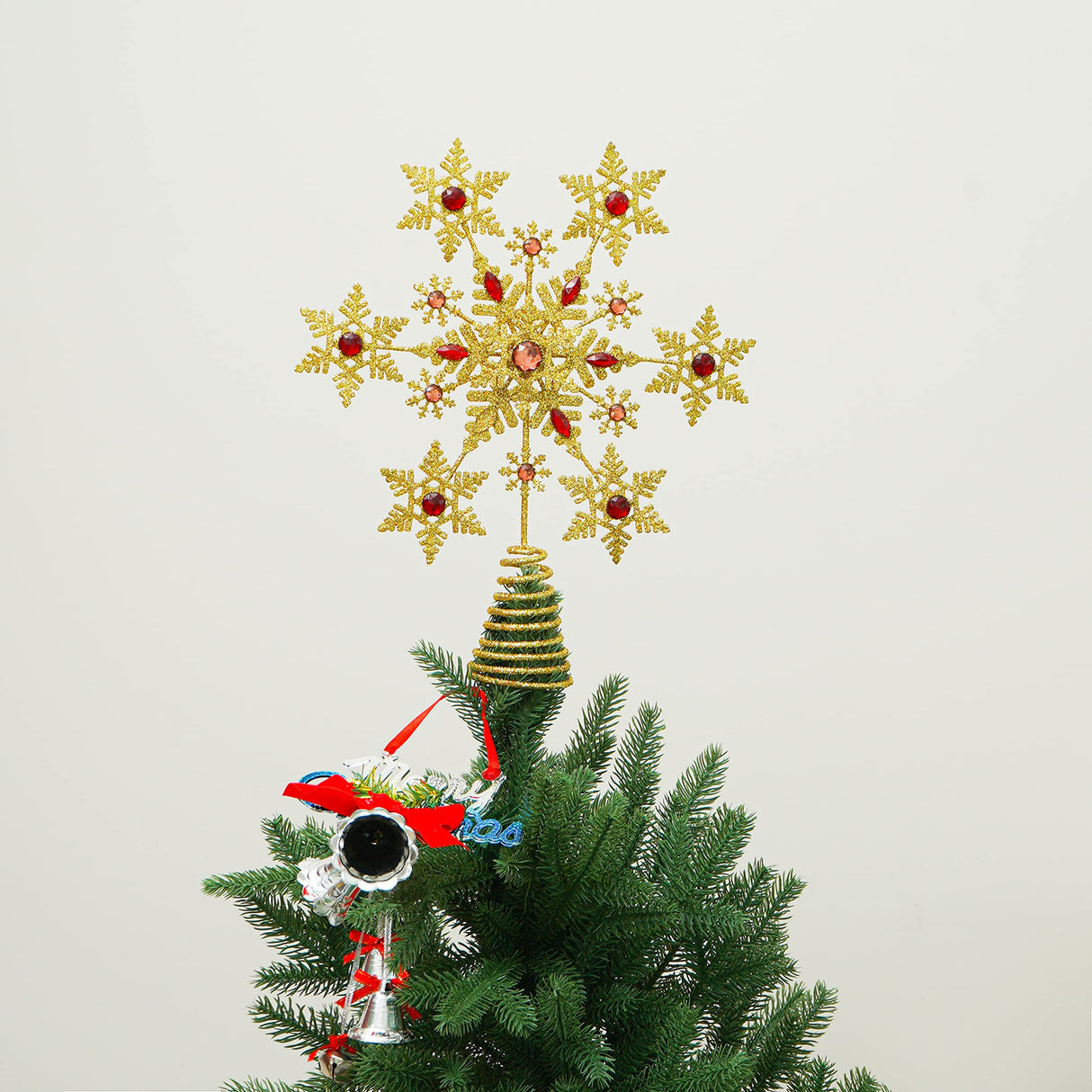 Christmas Tree Topper Indoor Festive Christmas Snowflake Treetop Metal Decoration for Holiday Home Ornament Topadorn