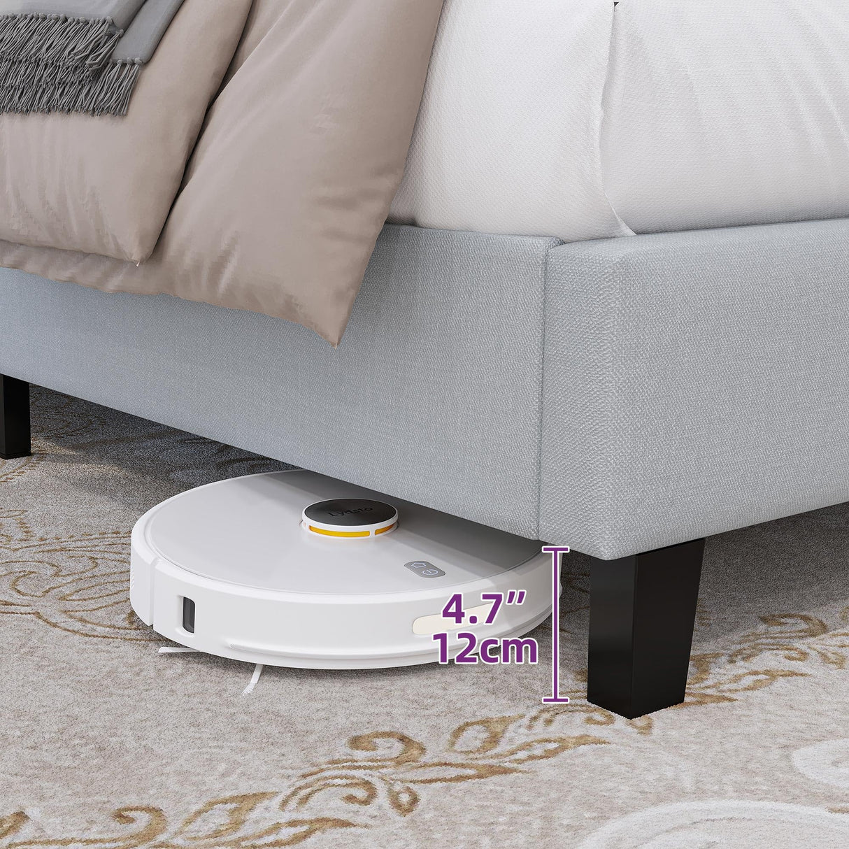 DWVO Full Bed Frame with Headboard, Grey Linen Upholstered Platform Bed Frame with Adjustable Nail Headboard, 12'' Under-Bed Storage Low Profile Bed Frame No Box Spring Needed Hold up to 800lbs DWVO