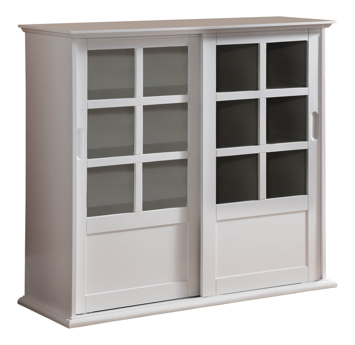 Kings Brand Furniture Holmes White Wood Curio Cabinet with Glass Sliding Doors Kings Brand Furniture