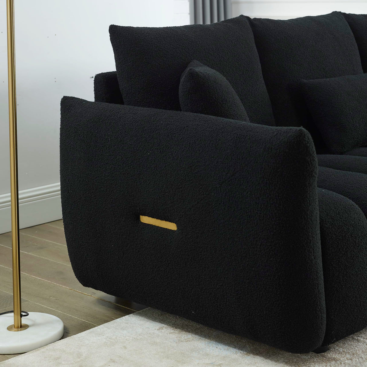 Deep Seat Teddy Fleece Loveseat Sofa with Wood Frame, 3 Seater Oversized Cloud Couch,Minimalist Style Boucle Upholstered Modular Sectional Sofa&Couches for Living Room Office Eafurn