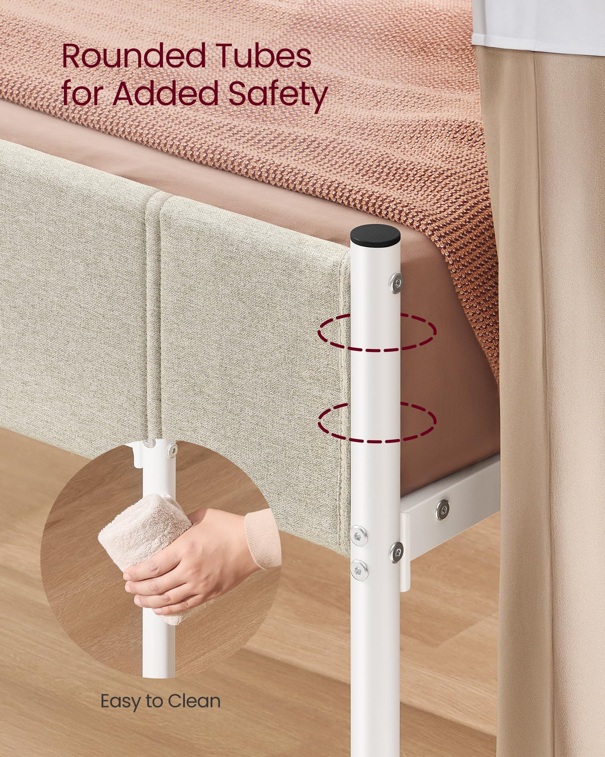 VASAGLE Twin Bed Frame with Upholstered Headboard, Metal Bed Frame Twin Size with Footboard, 550 lb Weight Capacity, Steel Slats, Easy Assembly, No Box Spring Needed, Cappuccino Beige URMB983W01V1 VASAGLE