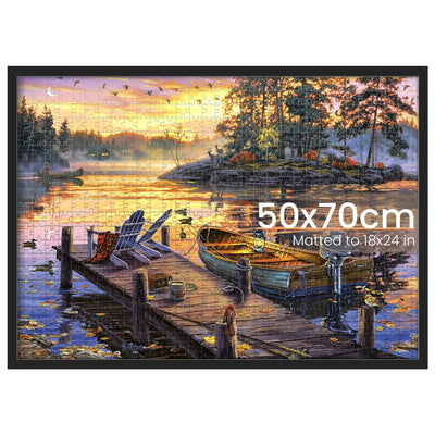 upsimples 19.7x27.6 Puzzle Frame, Display 18x24in with Mat or 50x70cm Without, Wall Hanging 1000 Pieces Puzzles Frames, Black, 1 Pack