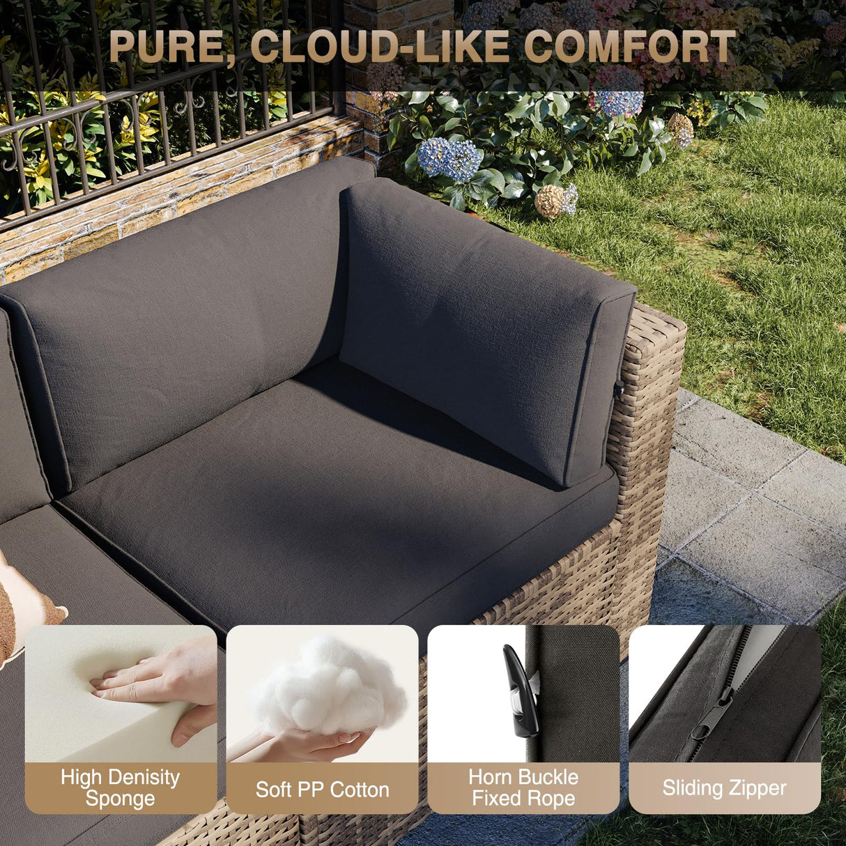 Aoxun Patio Furniture Sets, 10-Piece Outdoor Patio Furniture with Thick Cushions, Wicker Outdoor Conversation Set Sectional Sofa for Backyard, Poolside, Garden Aoxun