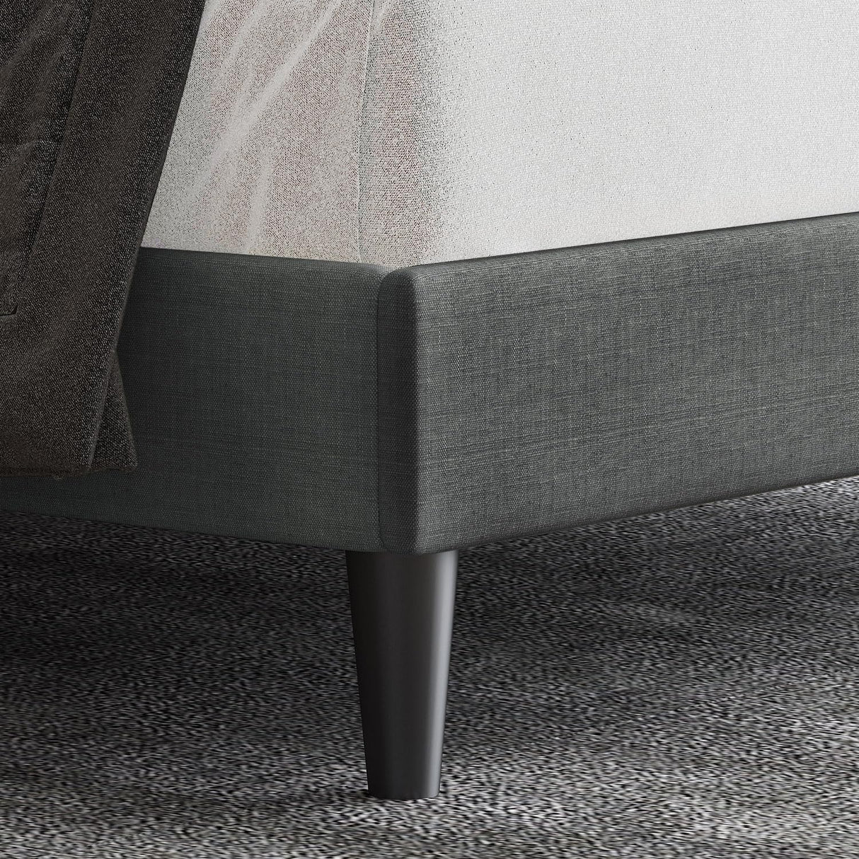 Allewie Full Size Button Tufted Platform/Fabric Upholstered Bed Frame with Adjustable Headboard/Wood Slat Support/Mattress Foundation/Dark Grey (Full) Allewie