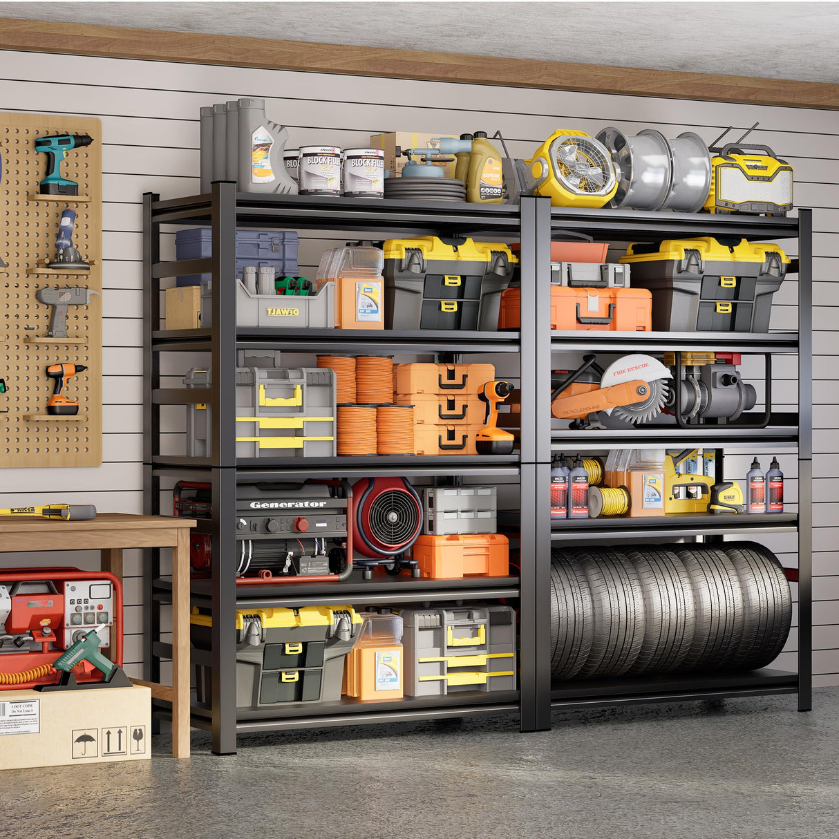 72''H Garage Shelving Heavy Duty Storage Shelves, 5 Tier Adjustable Metal Storage Rack, industrial storage shelves, Steel Shelving, garage shelving units and storage, (23.6"D x 47.3"W x 72"H) SFTORMAS