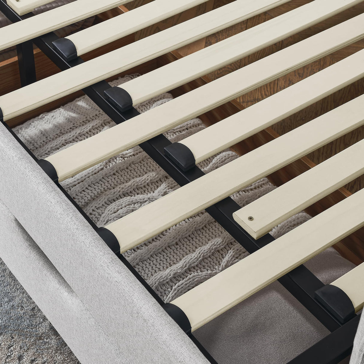 Twin to King Daybed Frame with Two Storage Drawers, Modern Upholstered Button Tufted Day Bed Nailhead Trim and Wood Slat for Bedroom Guest Room, No Box Spring Needed(Twin to King, Beige) SLEERWAY