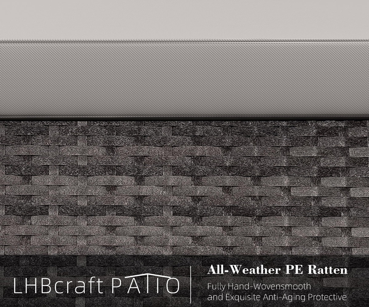 LHBcraft Balcony Furniture 5 Piece Patio Conversation Set, PE Wicker Rattan Outdoor Lounge Chairs with Soft Cushions 2 Ottoman&Glass Table for Porch, Lawn-Grey Wicker (Grey-Grey) LHBcraft