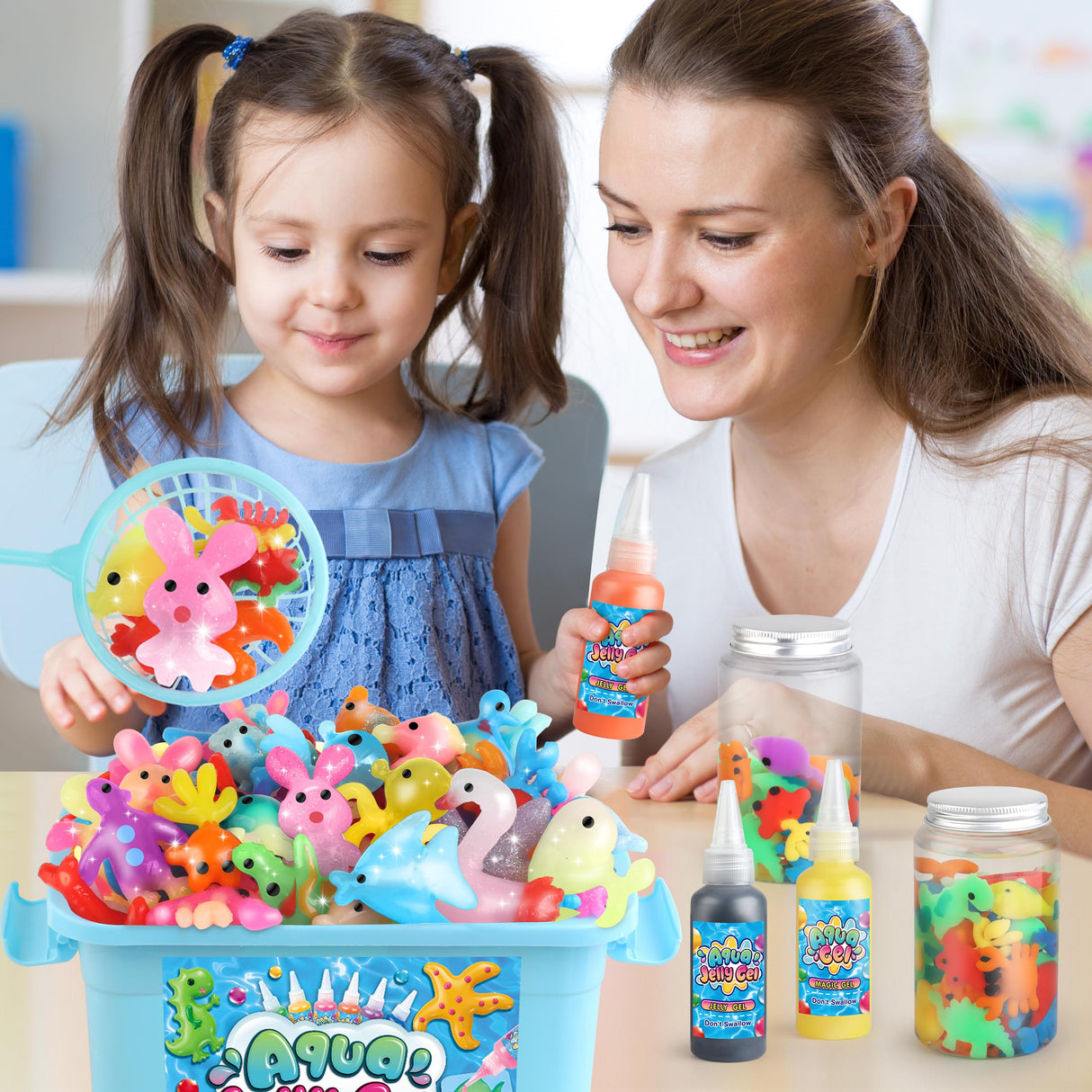 Magic Gel Water Elf Toy Kit, Aqua Fairy Water Gel Kit for Kids with 10PCS Aqua Jelly Gels & Animal Mold, Gift for Christmas, Easter, Birthday, New Year, Creative Art Craft Girls 6 7 8 9 10 Year Old wookidel